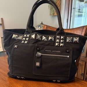 Marc Jacobs Black Denim Tote with Studs
